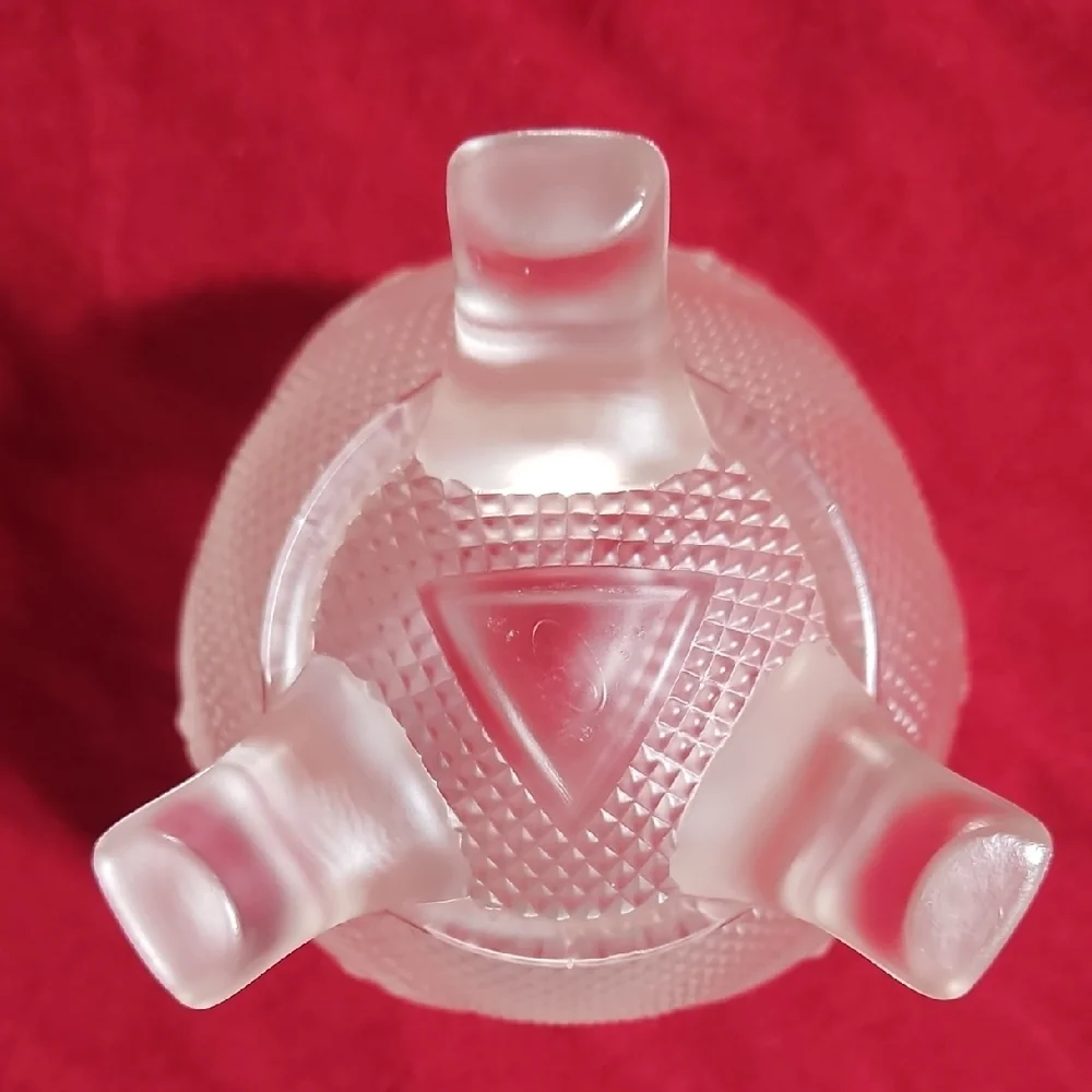 Vintage Fenton Glass Crystal Velvet Grape Rose Bowl Vase Three Toed/Footed